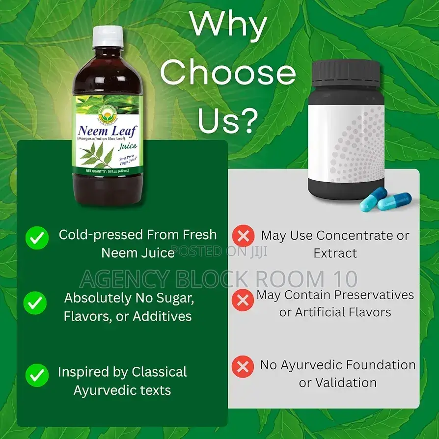 Neem Leaf Juice Natural Bitter Herbal Detox Drink, Supports Skin, Etc