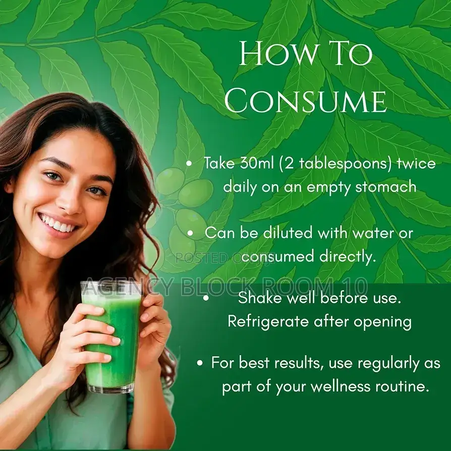 Neem Leaf Juice Natural Bitter Herbal Detox Drink, Supports Skin, Etc