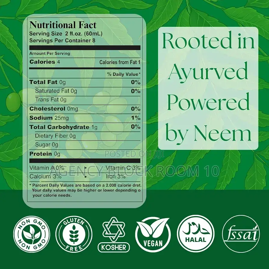 Neem Leaf Juice Natural Bitter Herbal Detox Drink, Supports Skin, Etc