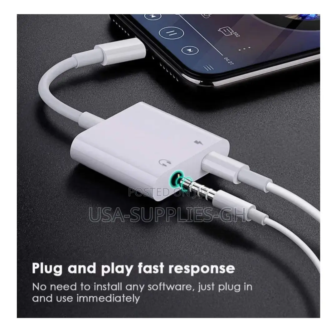 Apple MFi Certified Lighting to 3.5mm Audio Jack, USB-C Charging F USA