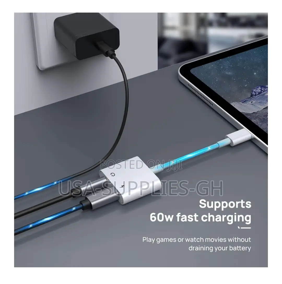 Apple MFi Certified Lighting to 3.5mm Audio Jack, USB-C Charging F USA