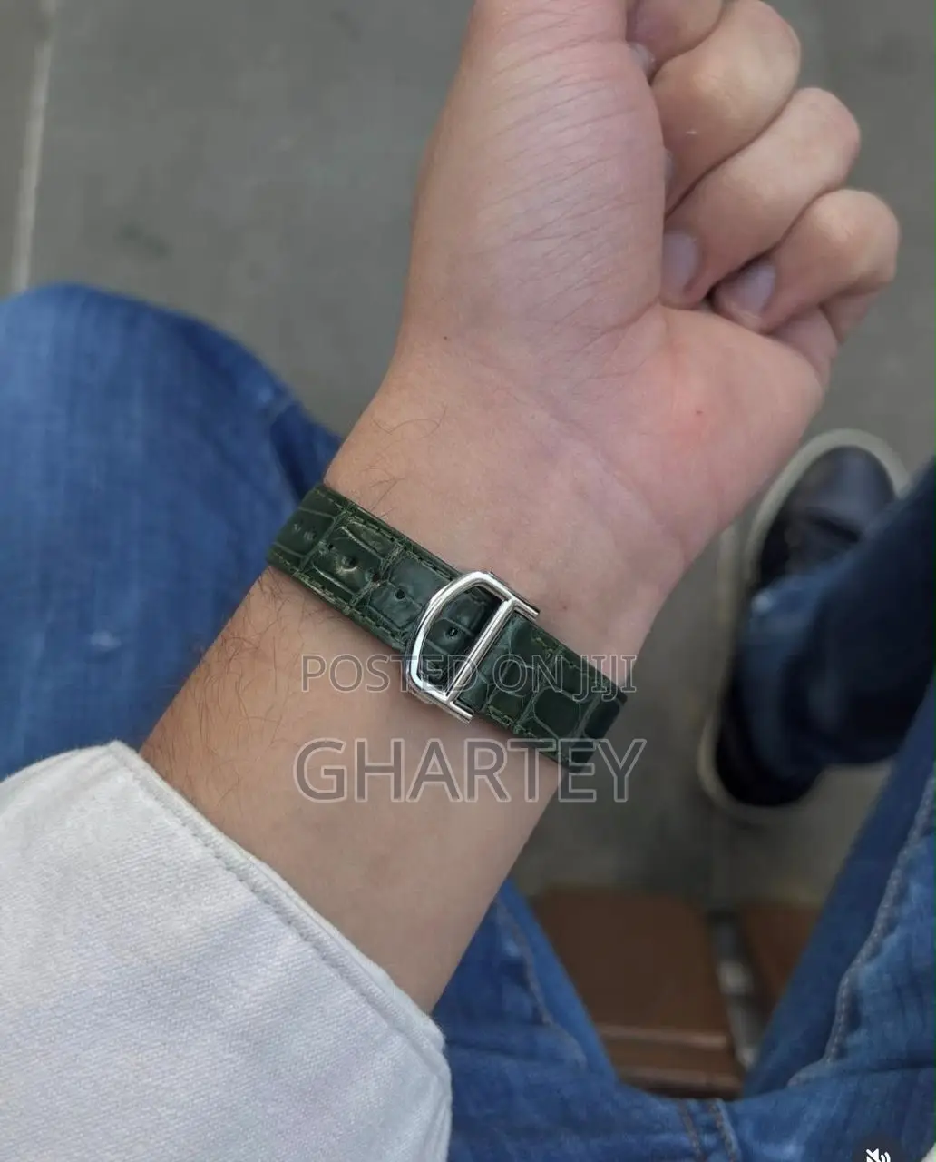 Cartier De Santos Green Ombré Leather Solid Engine Watch