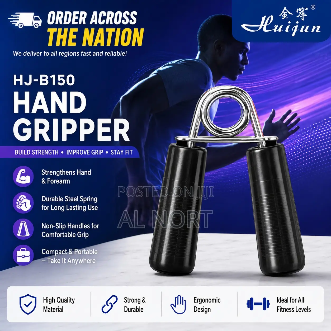 Huijun HJ-B150 Hand Grip Strengthener – Fitness Hand Exerciser – Black