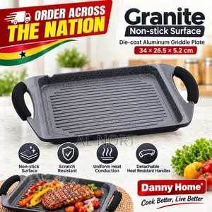 Granite Non-Stick Die-Cast Aluminium Griddle Plate – 34 × 26.5 × 5.2cm