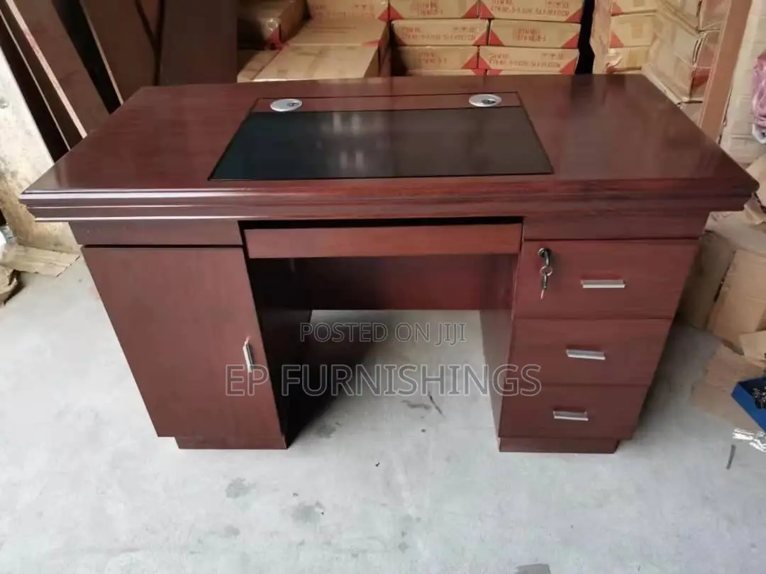 Executive Office Desk With Glass Inlay