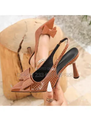 Patent Leather High Heels With Open Back and Patent Leather Trim