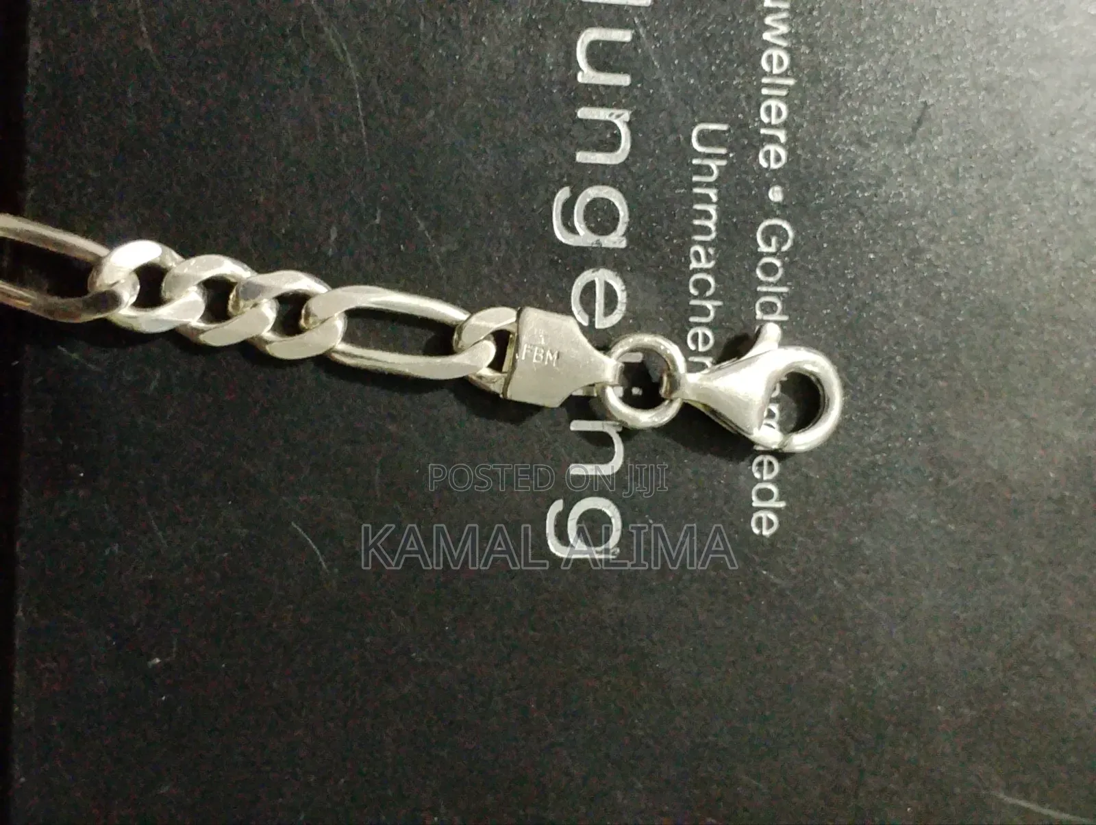 German FBM Solid 925 Silver Figaro ID Bracelet (Full Luxury Box Set)
‎