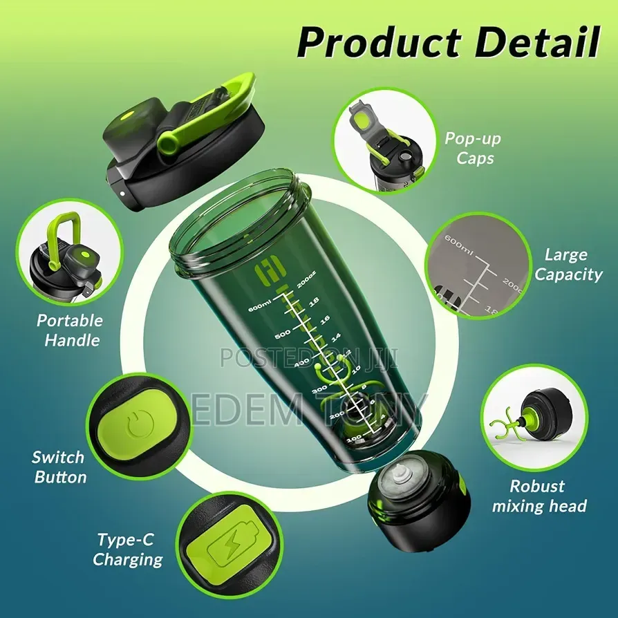 HeaDot Rechargeable Electric Protein Shaker Bottle