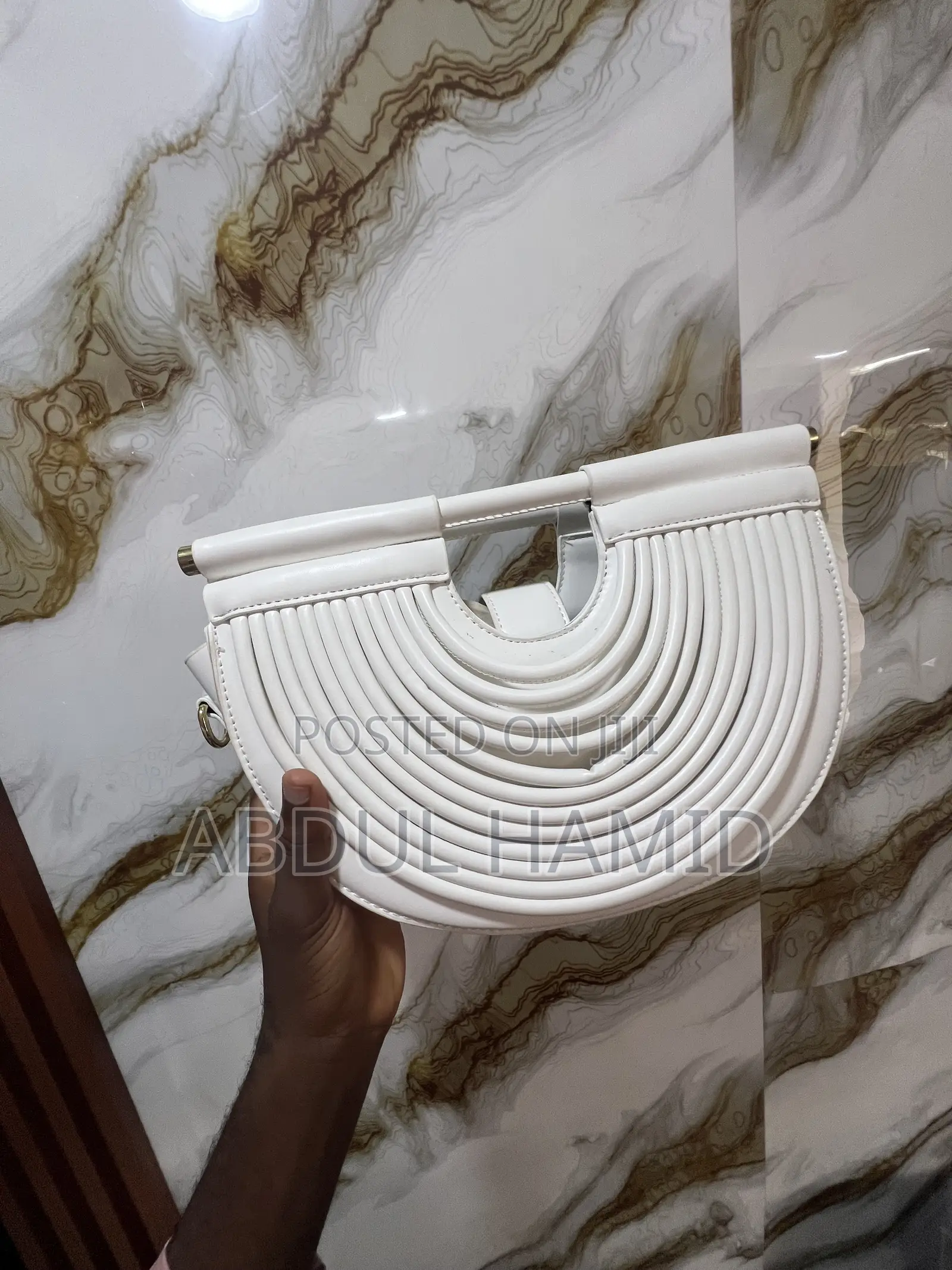 Wave/Accordion PleatedHalf-Moon Top Handle Bag"