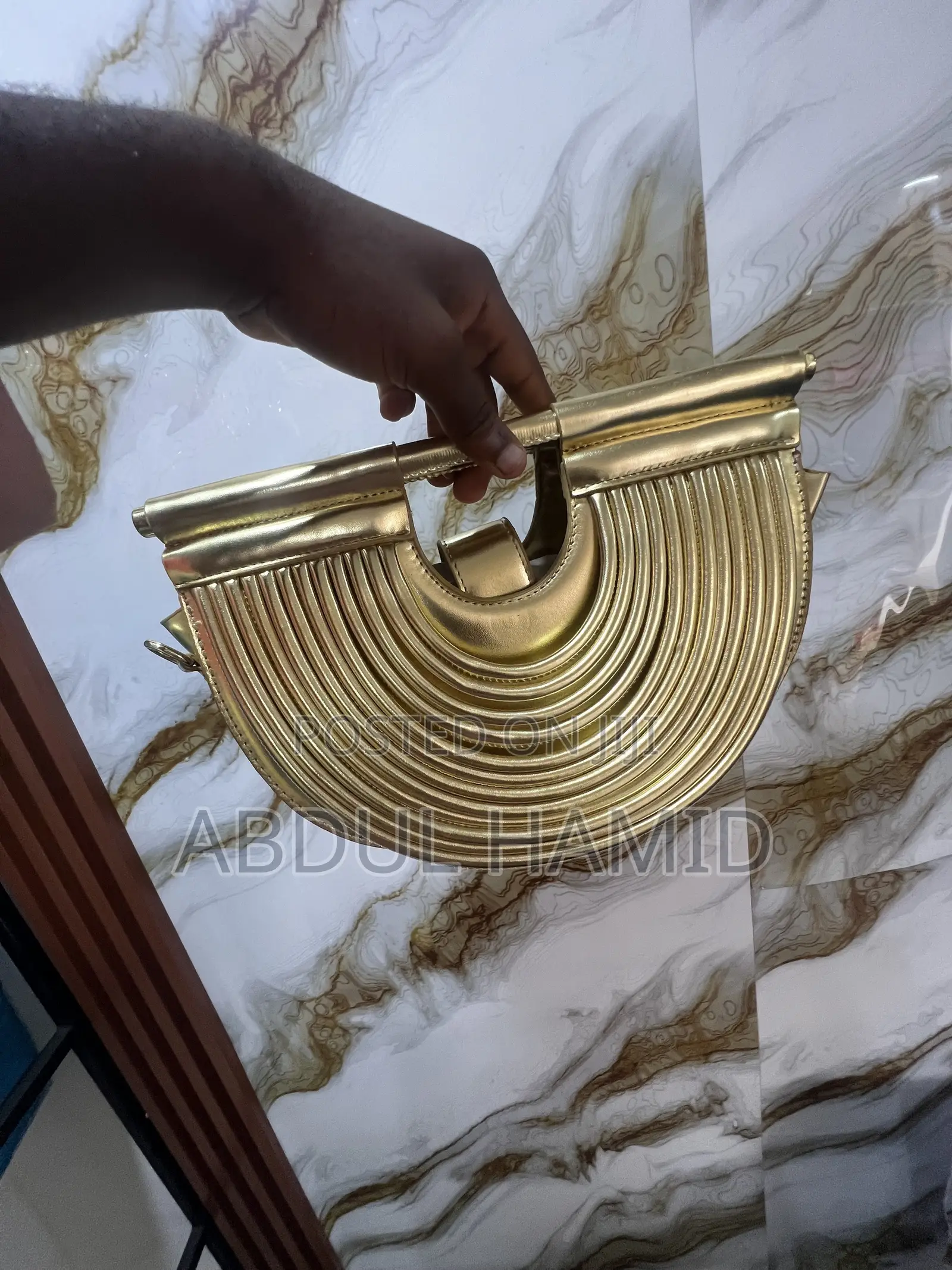 Wave/Accordion PleatedHalf-Moon Top Handle Bag"