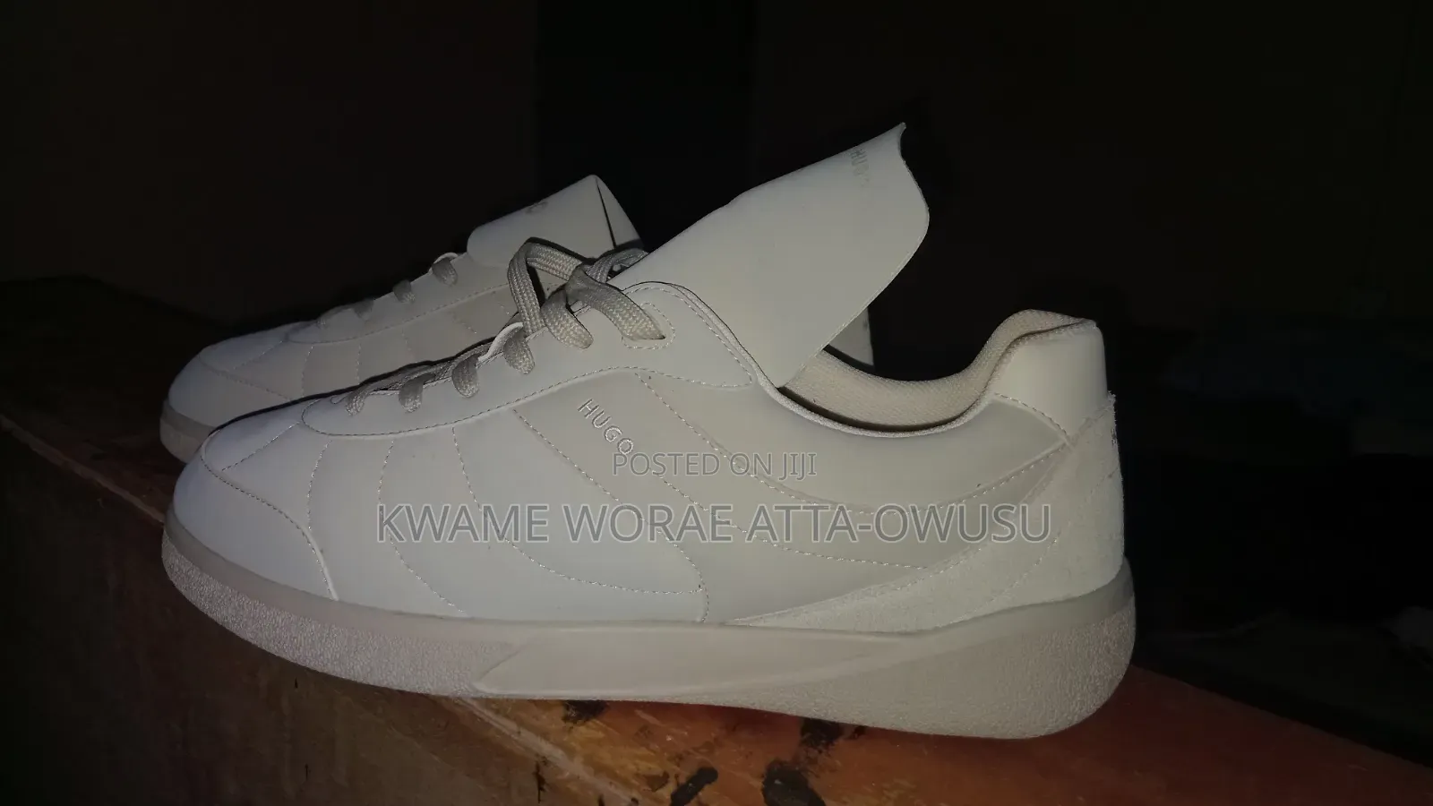 HUGO Men's White Leather Low-Top Sneakers