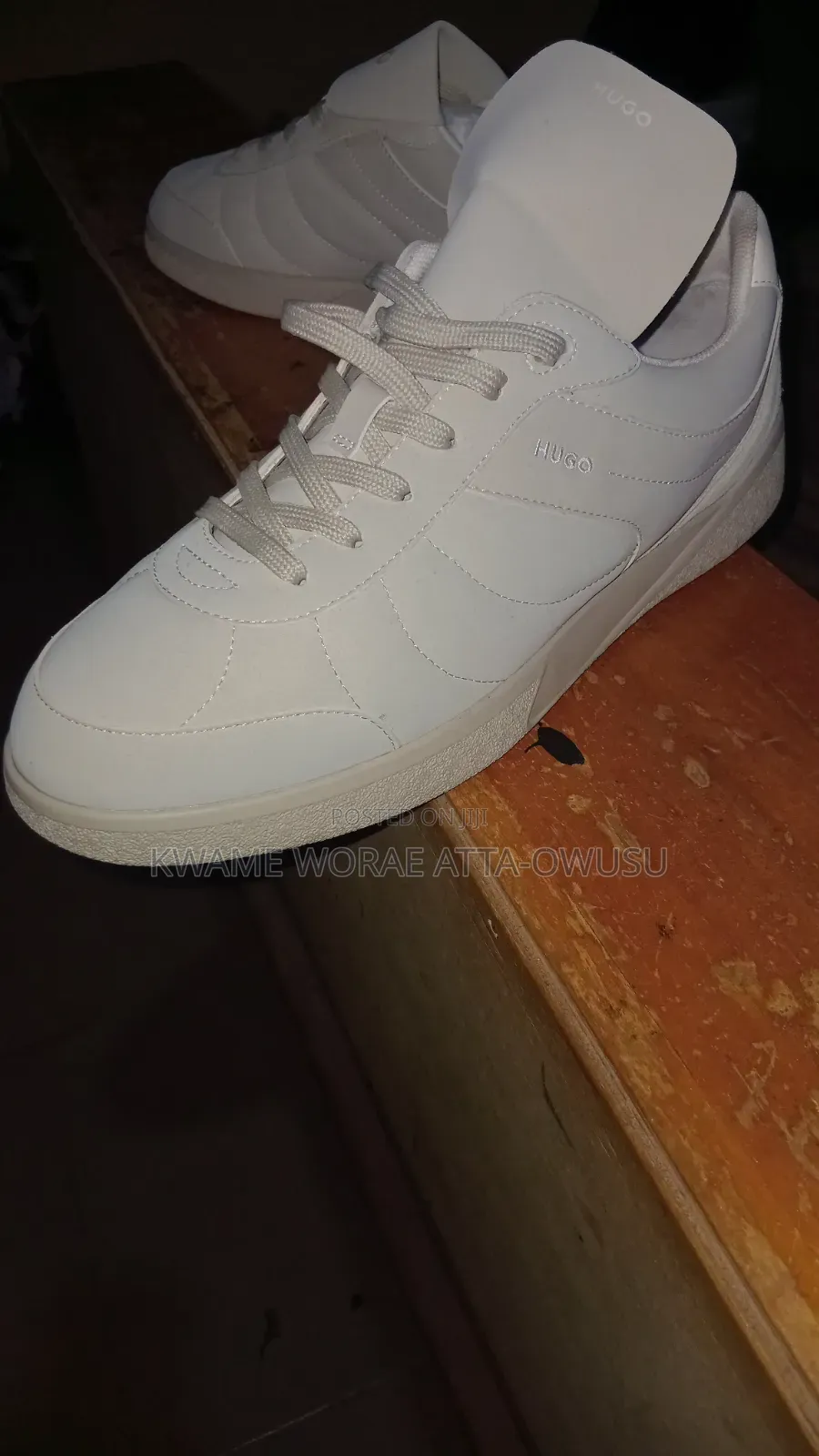HUGO Men's White Leather Low-Top Sneakers