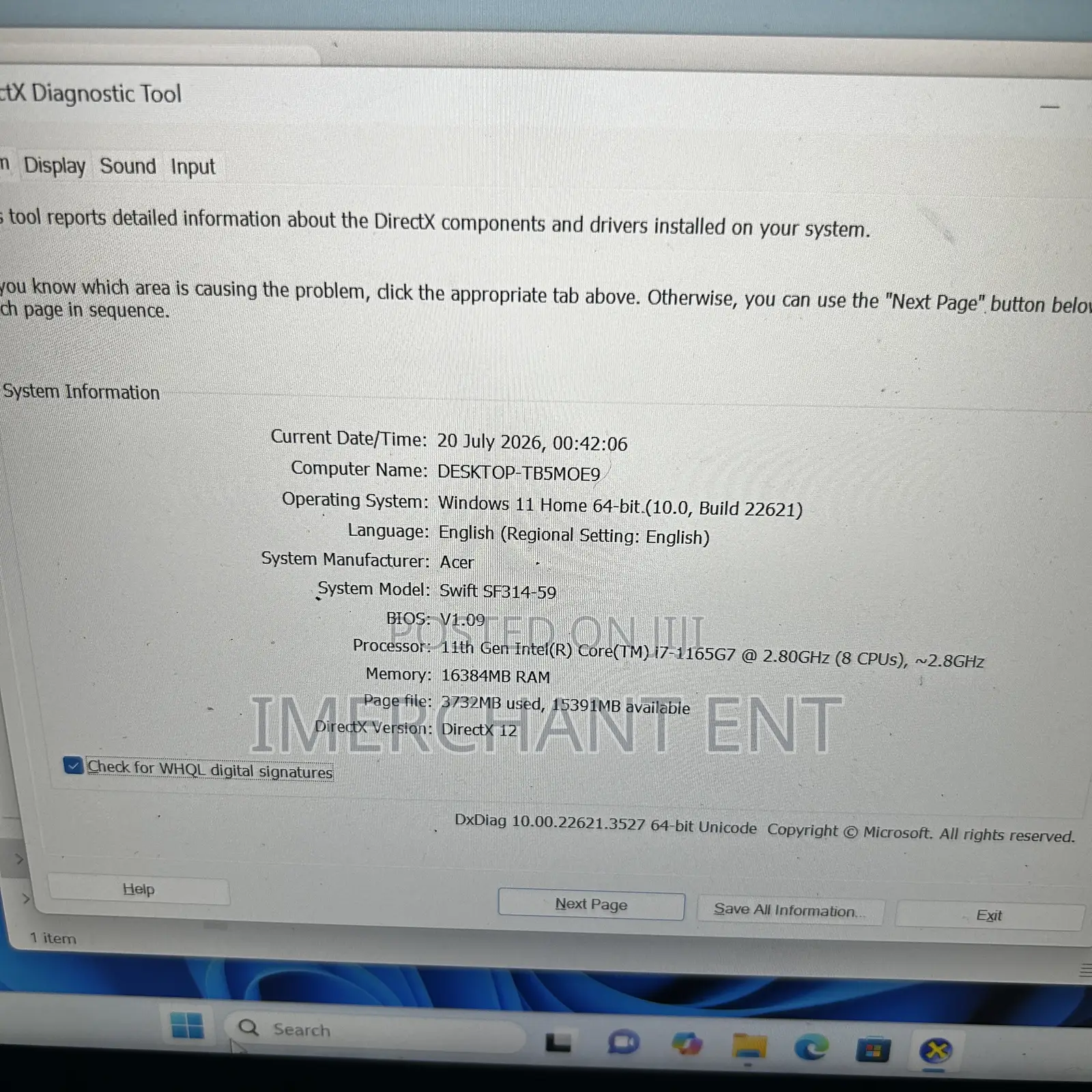 Laptop Acer Swift 3 16GB Intel Core i7 SSD 256GB
