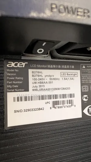 27" Acer Monitor, 1080p Full HD