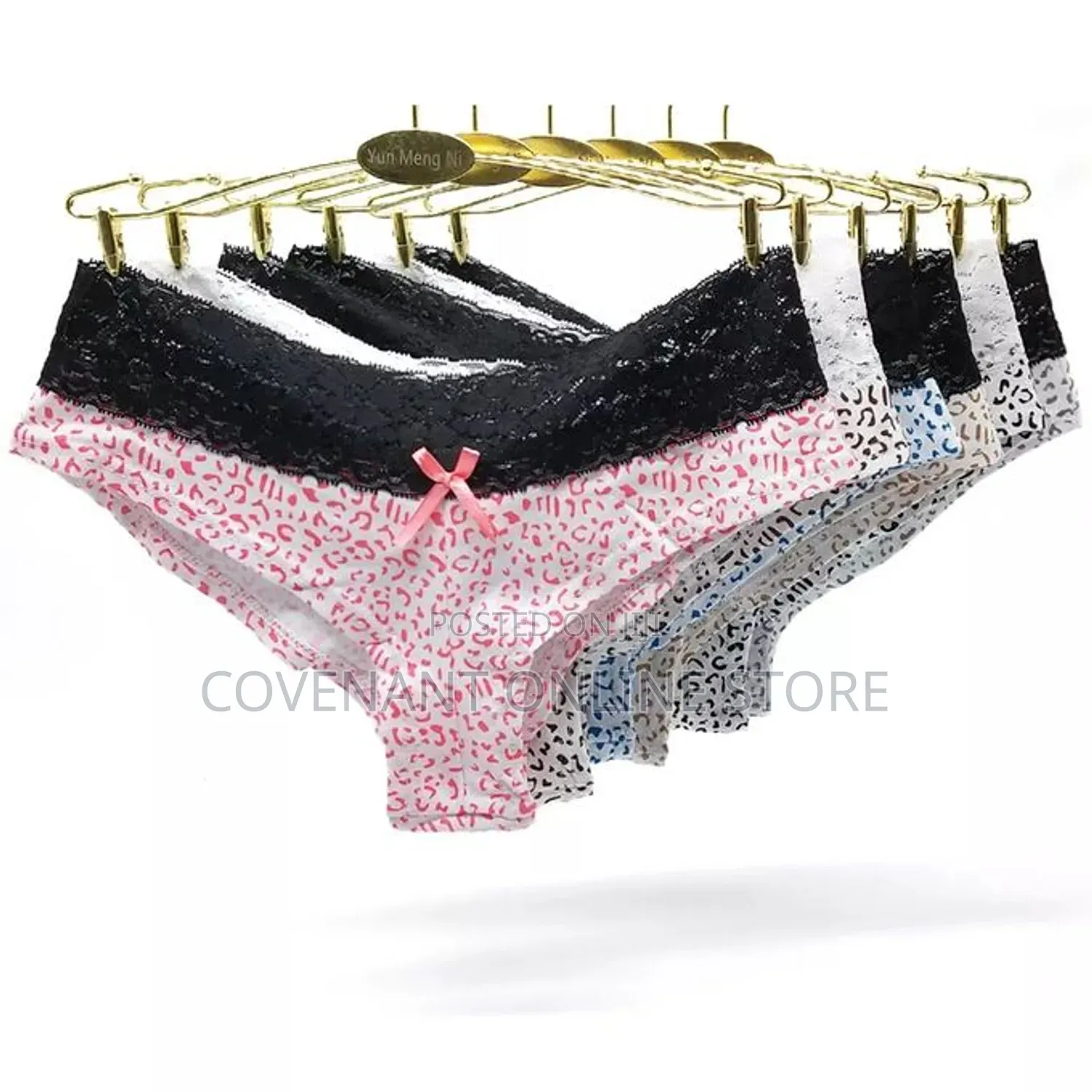 6 Pieces of Ladies Cotton Lace Panties Set- Multicolour