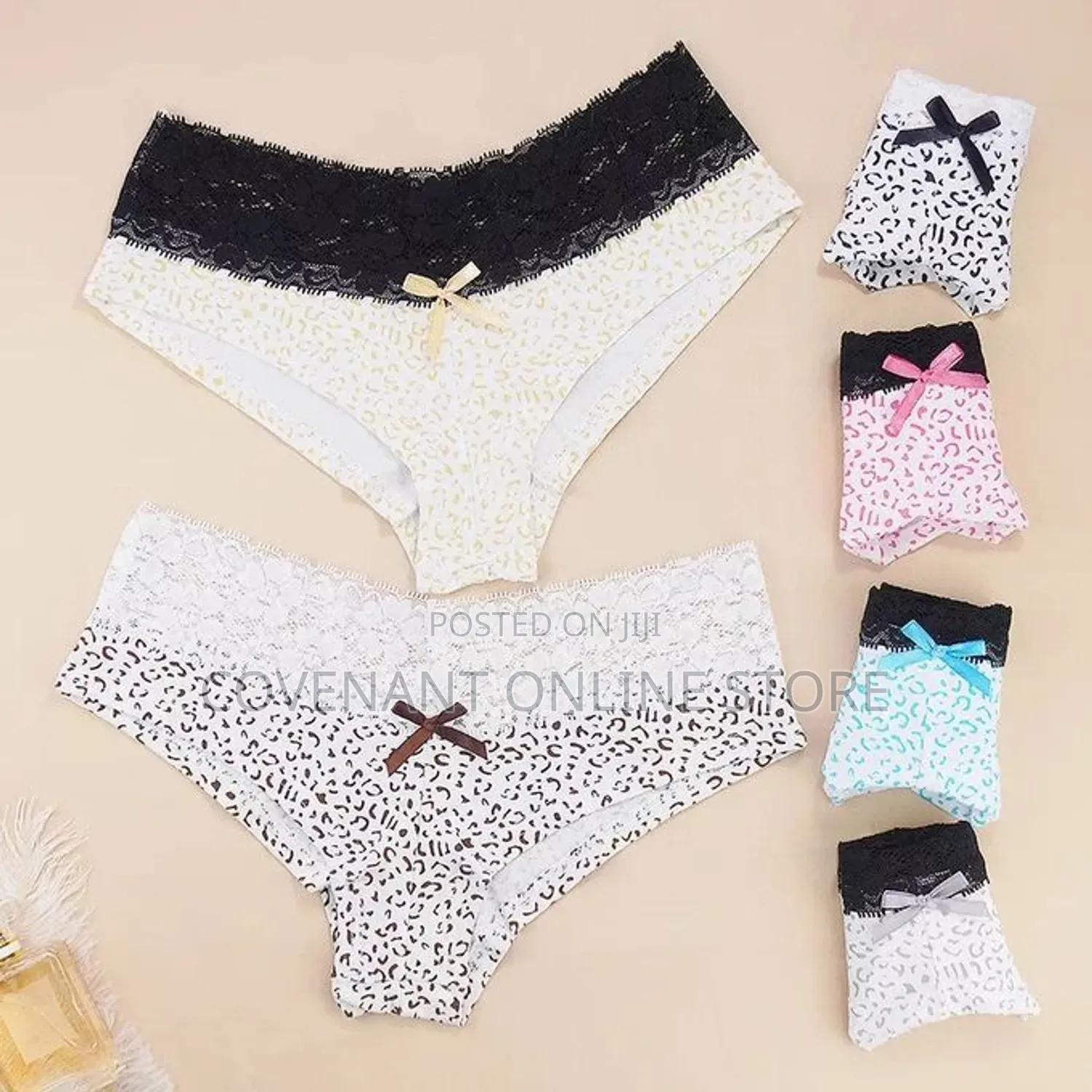 6 Pieces of Ladies Cotton Lace Panties Set- Multicolour