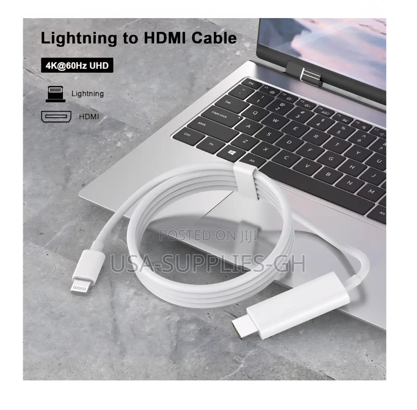 Apple MFi Certified Lightning to HDMI 6.6 Ft Cable for iPhone From Usa