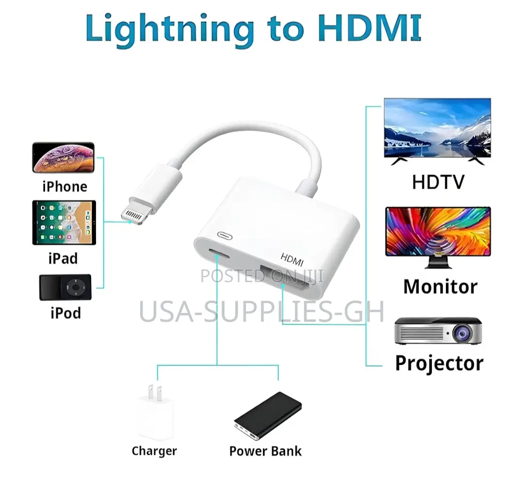 Apple Mfi Certified Lightning to Hdmi Adapter for iPhone From Usa