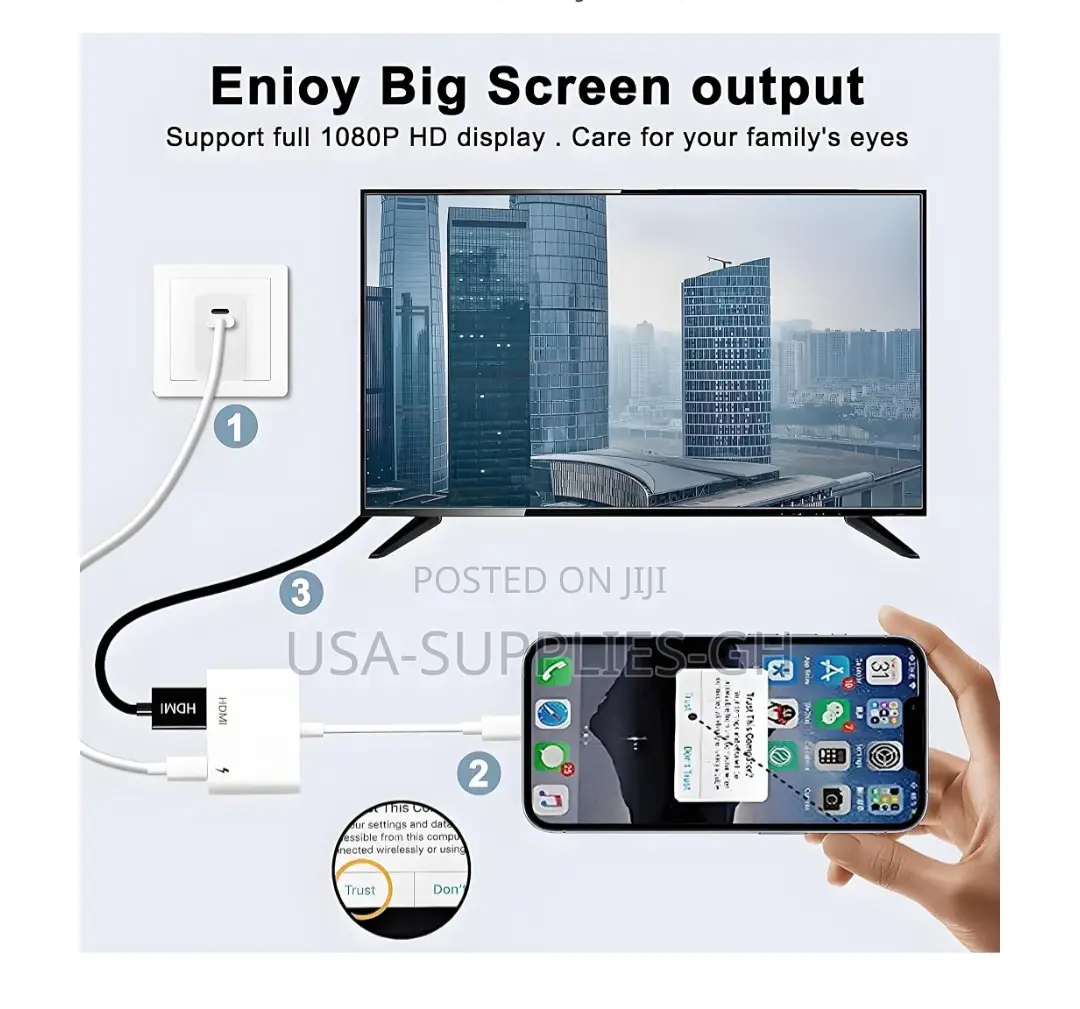 Apple Mfi Certified Lightning to Hdmi Adapter for iPhone From Usa