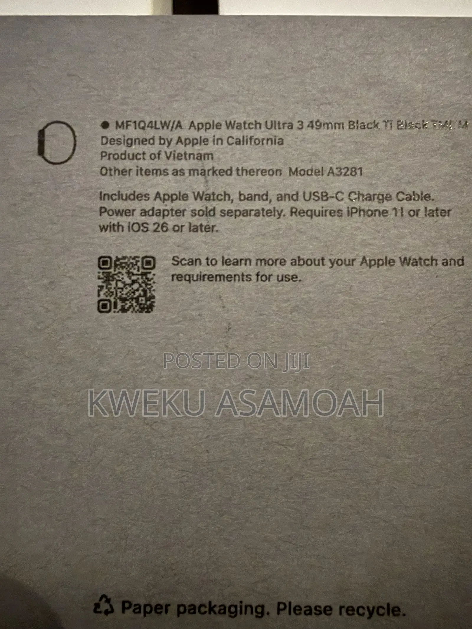 Apple Watch Ultra 3 Black Titanium Milanese