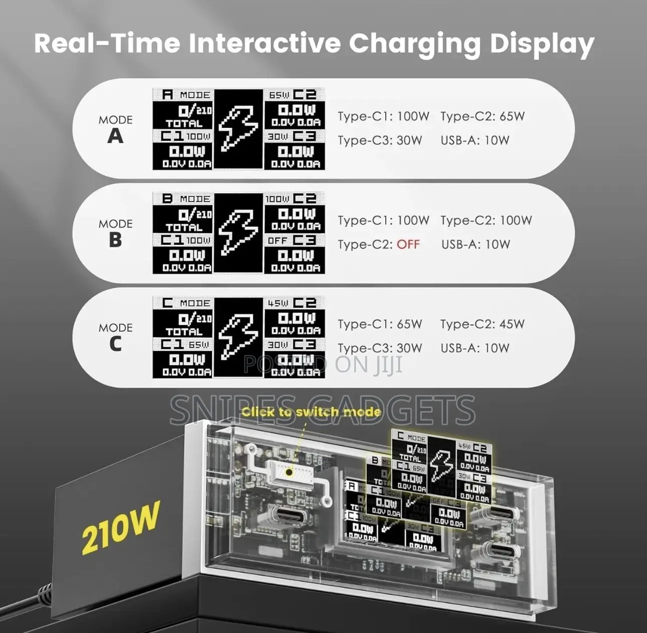 HUNDA Supercharger Station 210W 4 Ports USB C a Desktop Charging Hub
