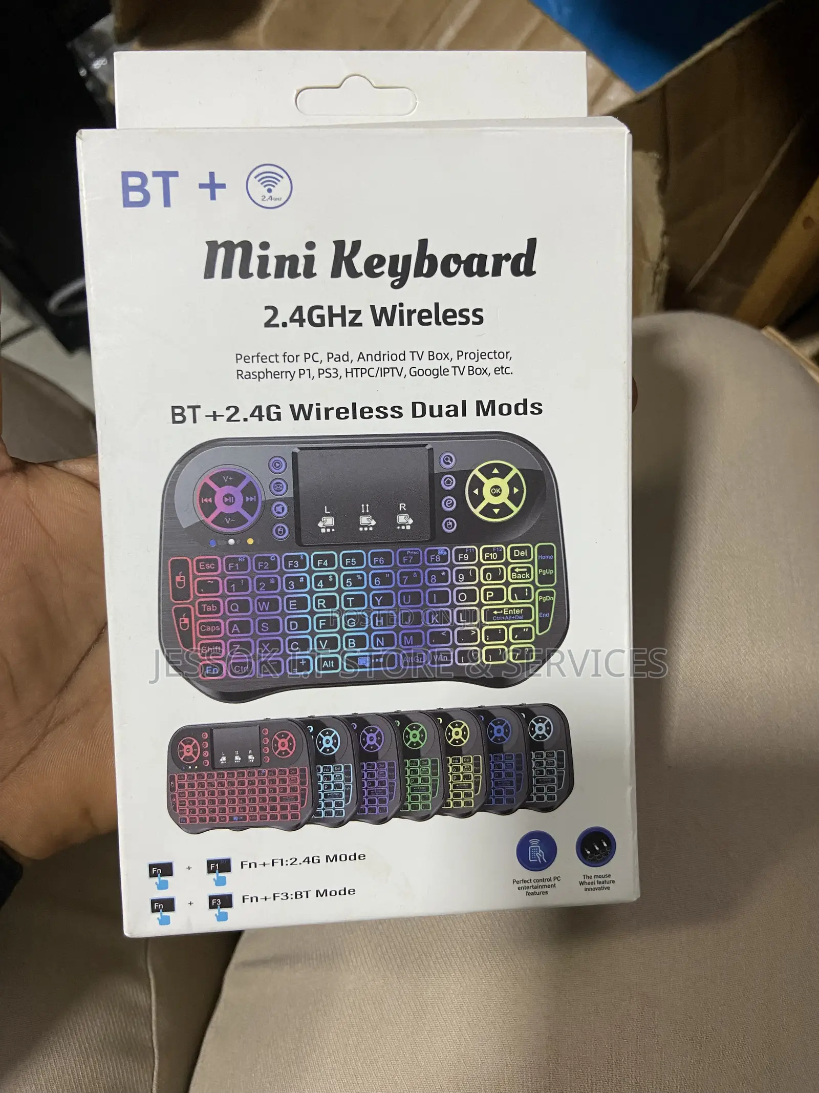 Mini RGB Keyboard and Mouse 7 Backlight Colors BT + 2.4G Wireless
