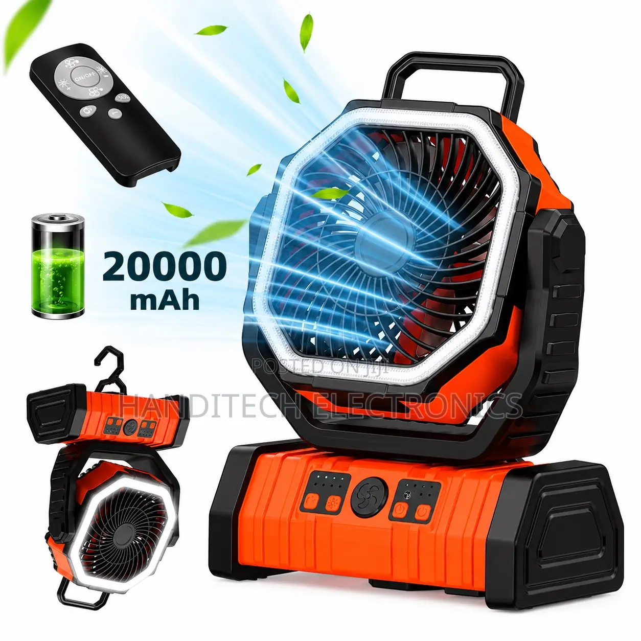 Rechargeable Fan With Led Light Power Bank –