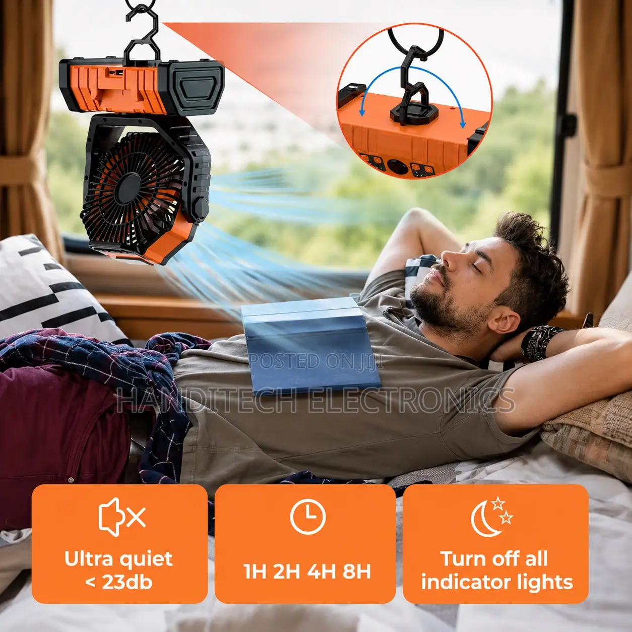 Rechargeable Fan With Led Light Power Bank –