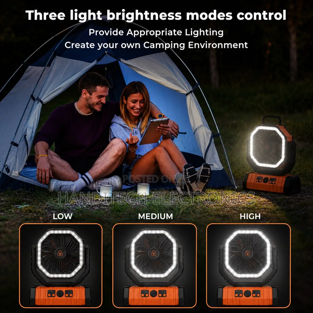 Rechargeable Fan With Led Light Power Bank –