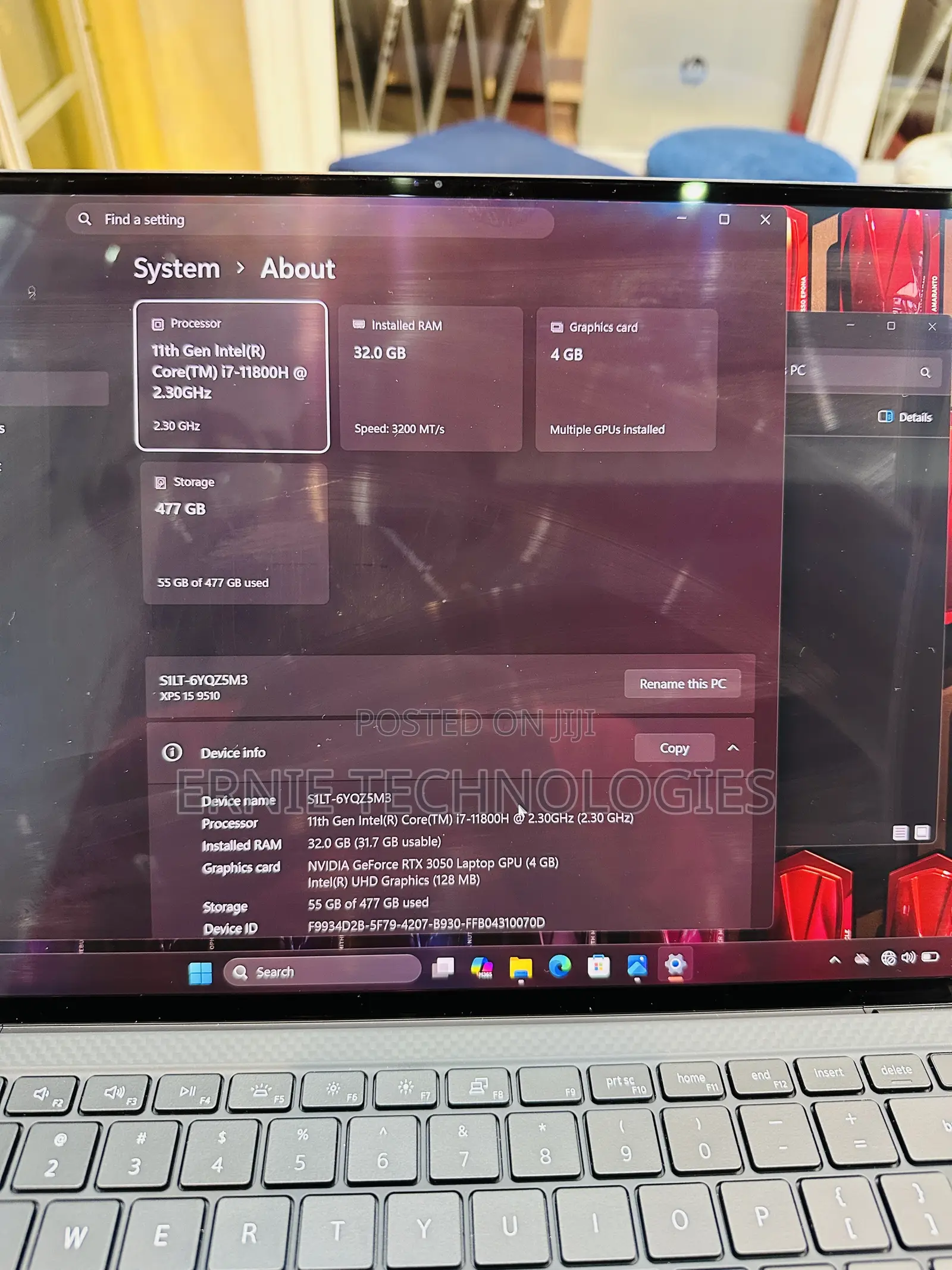Laptop Dell XPS 15 9510 32GB Intel Core i7 SSD 512GB