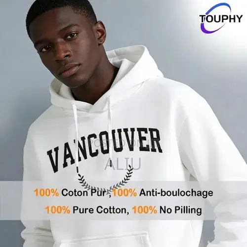 Men’s White Long Sleeve Hoodie Sweatshirt – Vancouver Print
