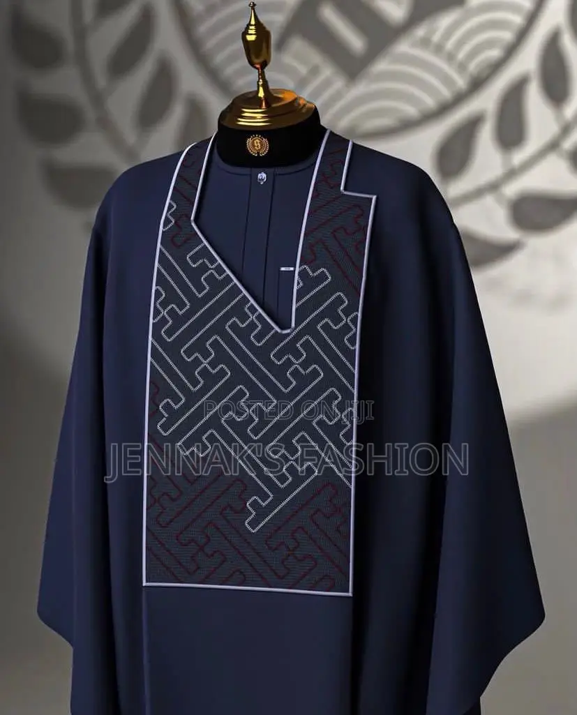 Quality Men’s Navy Blue 3 Pieces Agbada