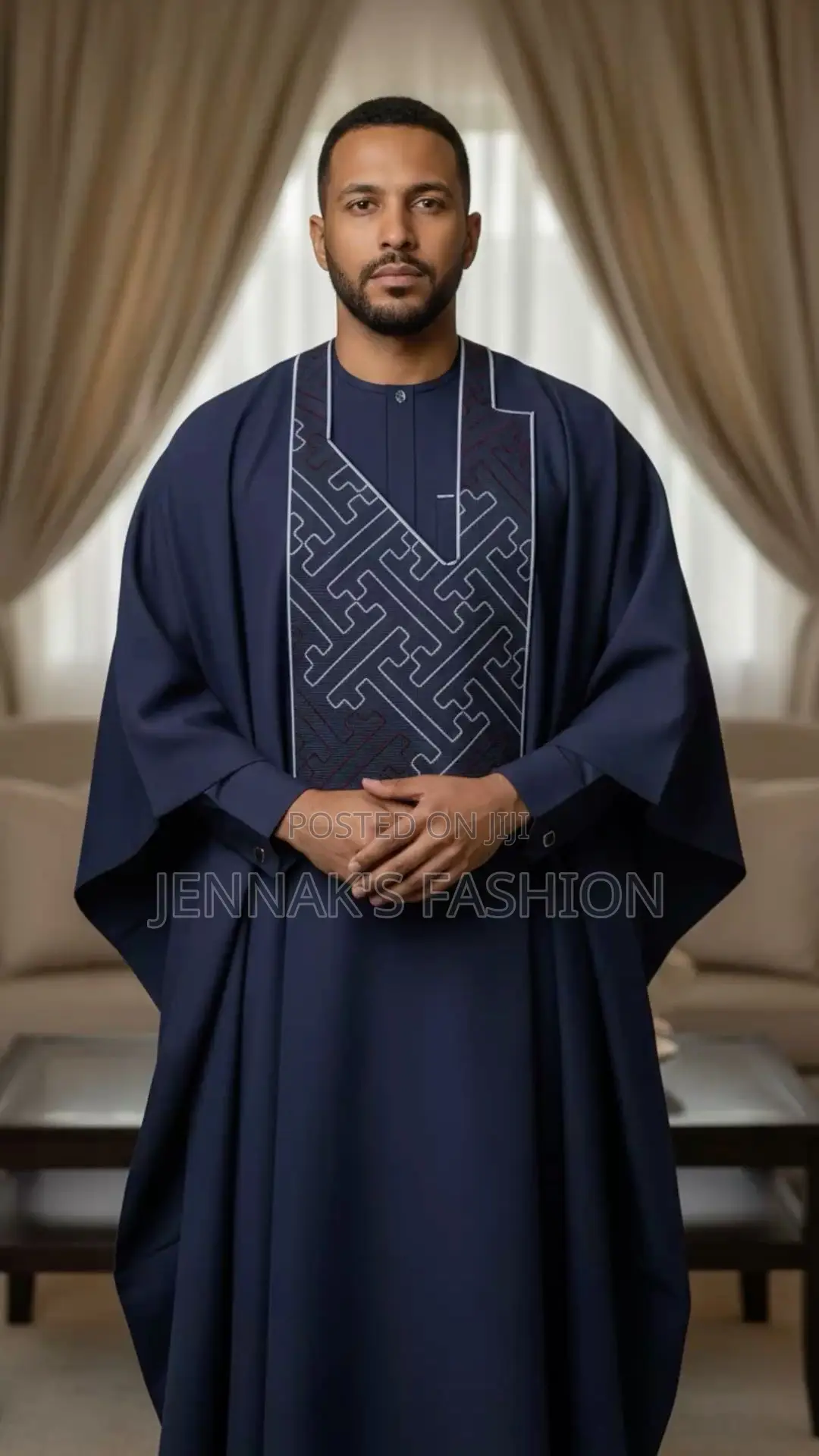 Quality Men’s Navy Blue 3 Pieces Agbada