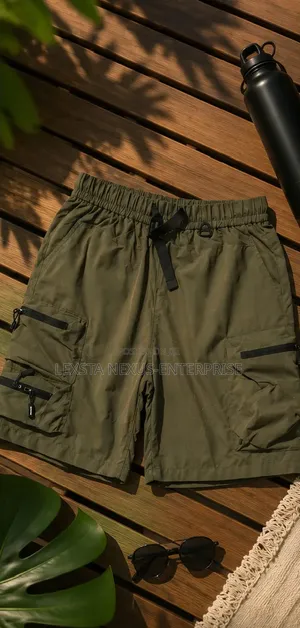 Navy Green Cargo Shorts