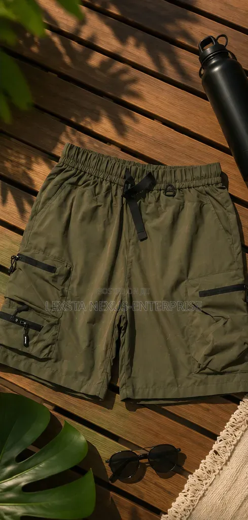 Navy Green Cargo Shorts