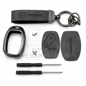 Honda -2 Button Smart Key With Leather Keychain Metal Case Kit