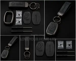 Honda -2 Button Smart Key With Leather Keychain Metal Case Kit
