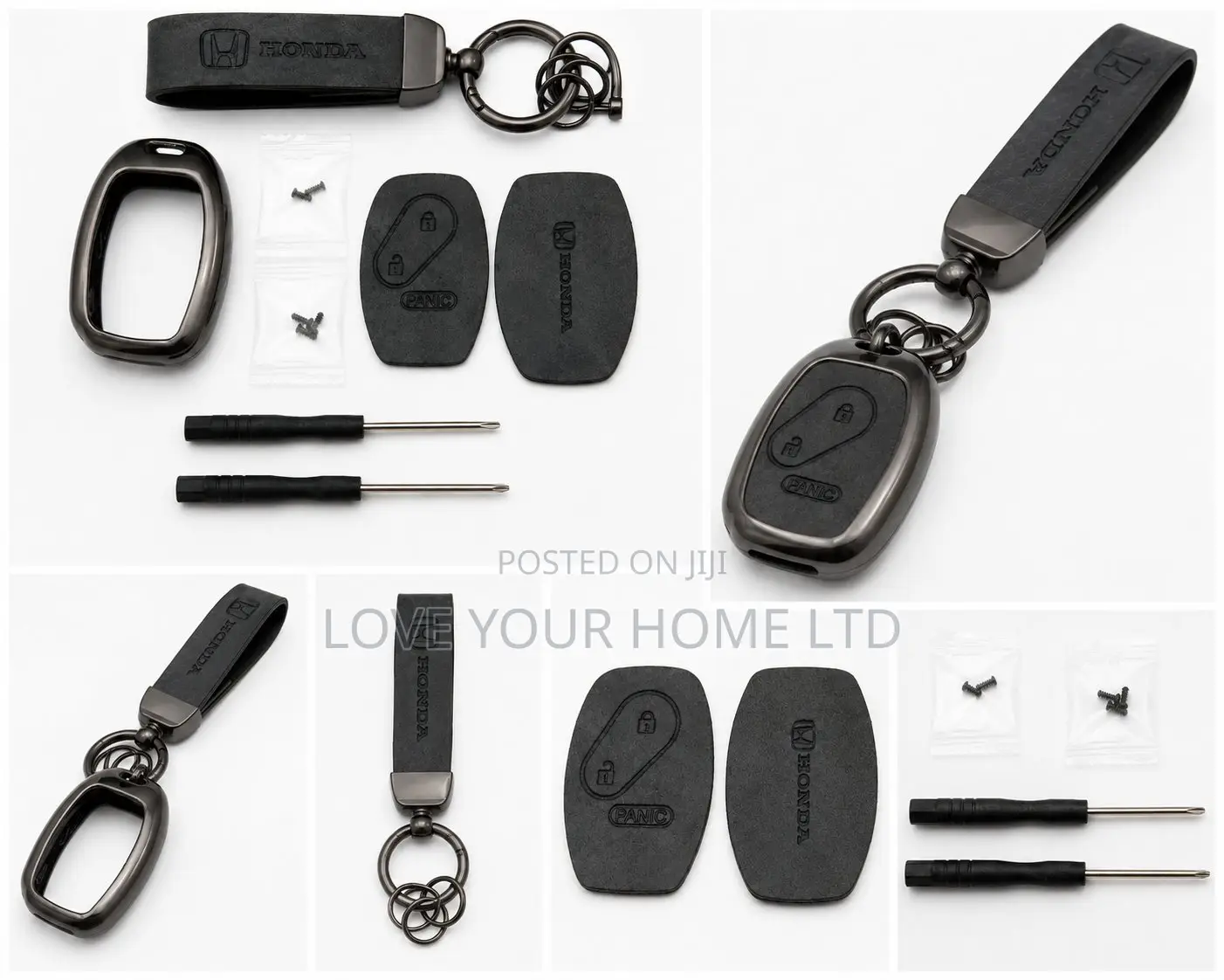 Honda -2 Button Smart Key With Leather Keychain Metal Case Kit