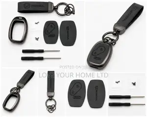 Honda -2 Button Smart Key With Leather Keychain Metal Case Kit