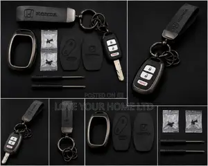 Honda -2 Button Smart Key With Leather Keychain Metal Case Kit