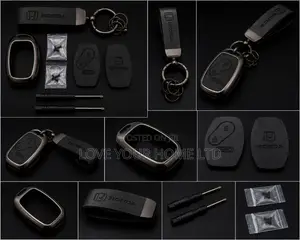 Honda -2 Button Smart Key With Leather Keychain Metal Case Kit