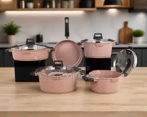 5-Piece Non-Stick Cookware Set, Featuring Stylish Speckled Stone
