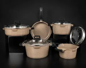 5-Piece Non-Stick Cookware Set, Featuring Stylish Speckled Stone