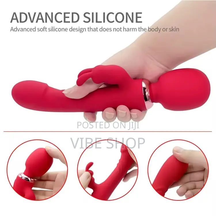 3-in-1 Rabbit Vibrator Wand – Clitoral + G‐Spot + Wand Massage