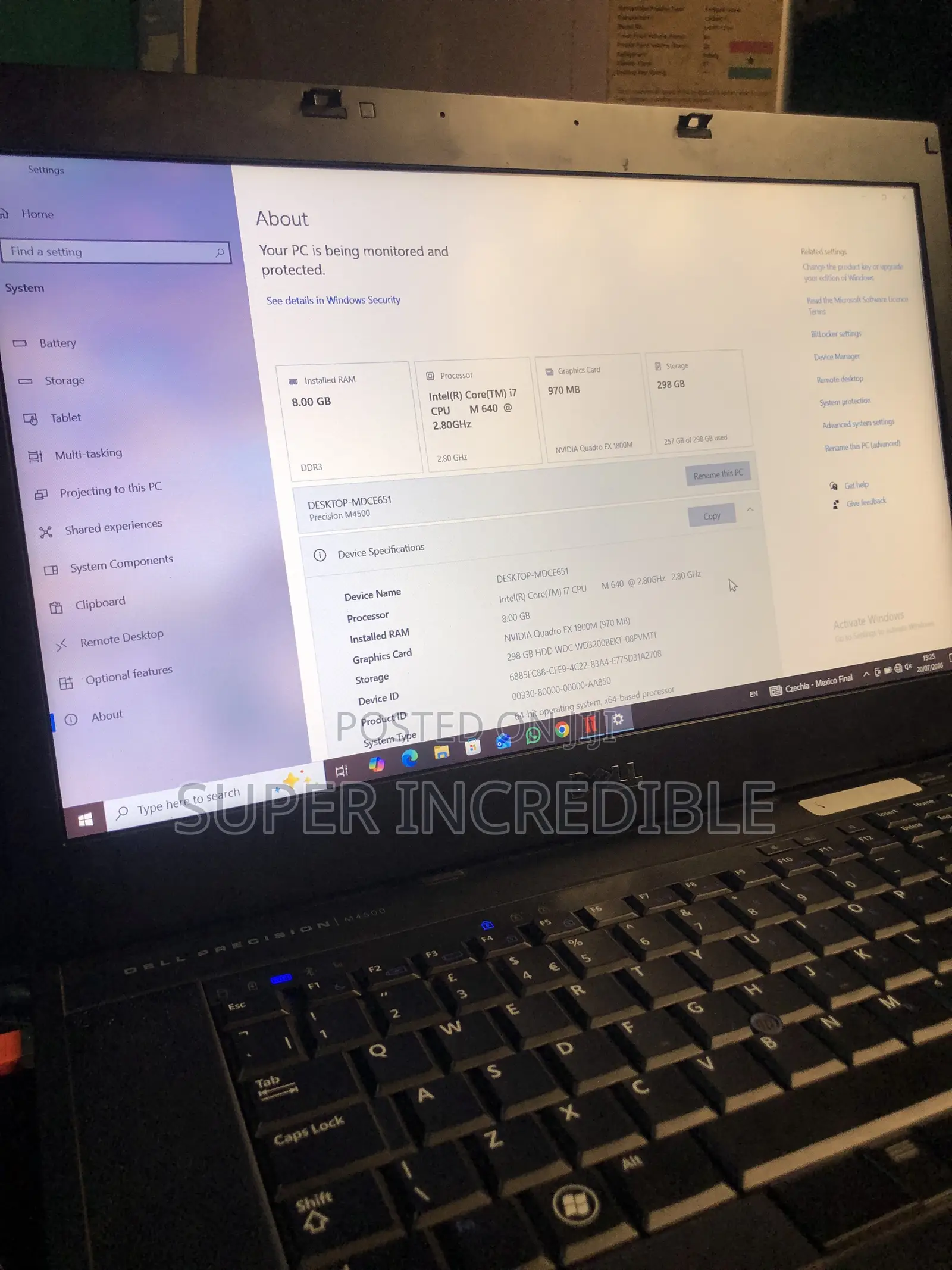 Laptop Dell Precision M4500 8GB Intel Core i7 HDD 256GB