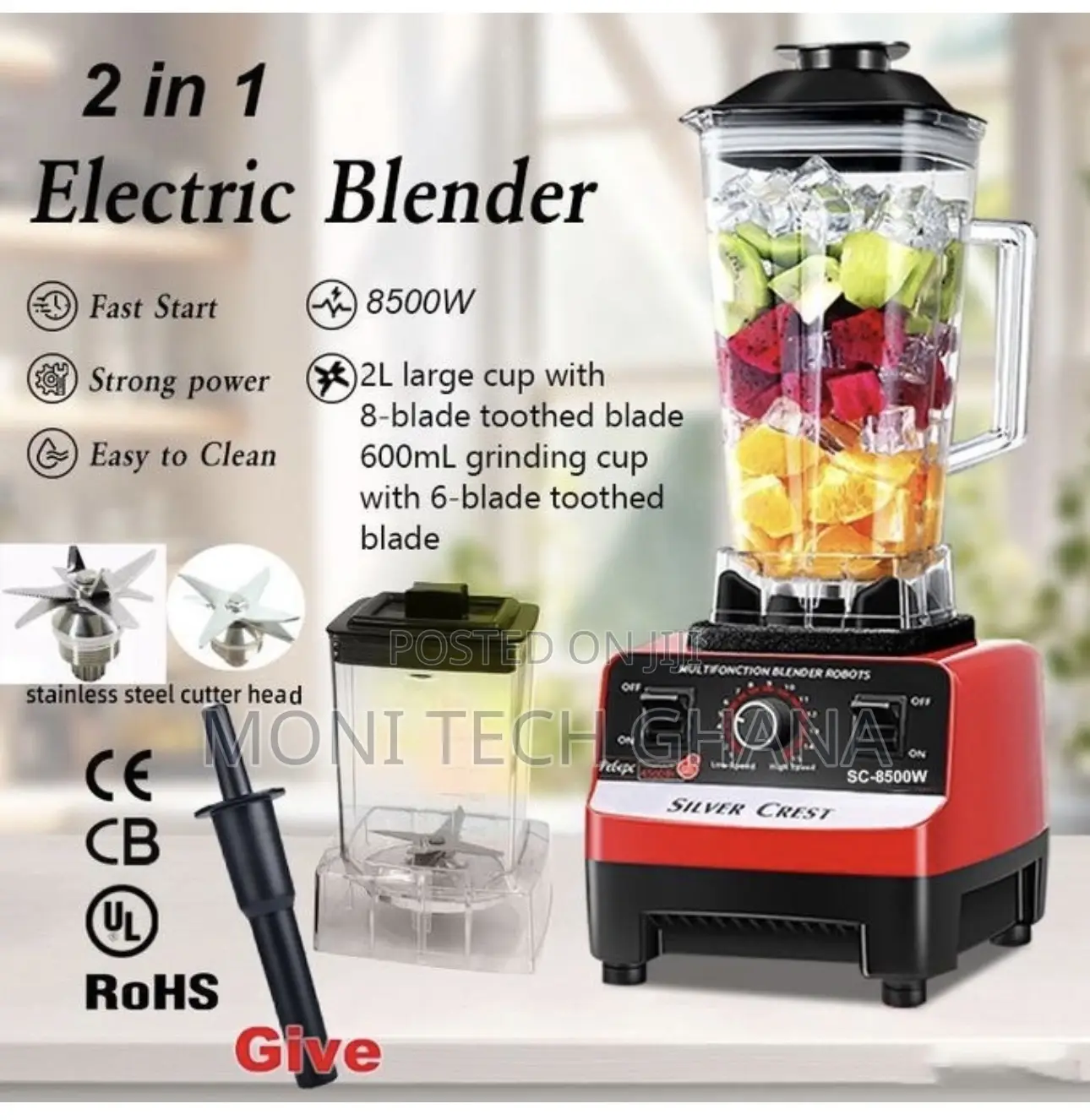 SILVER CREST 2L Industrial 8500W Food Crusher/Blender 2 in 1