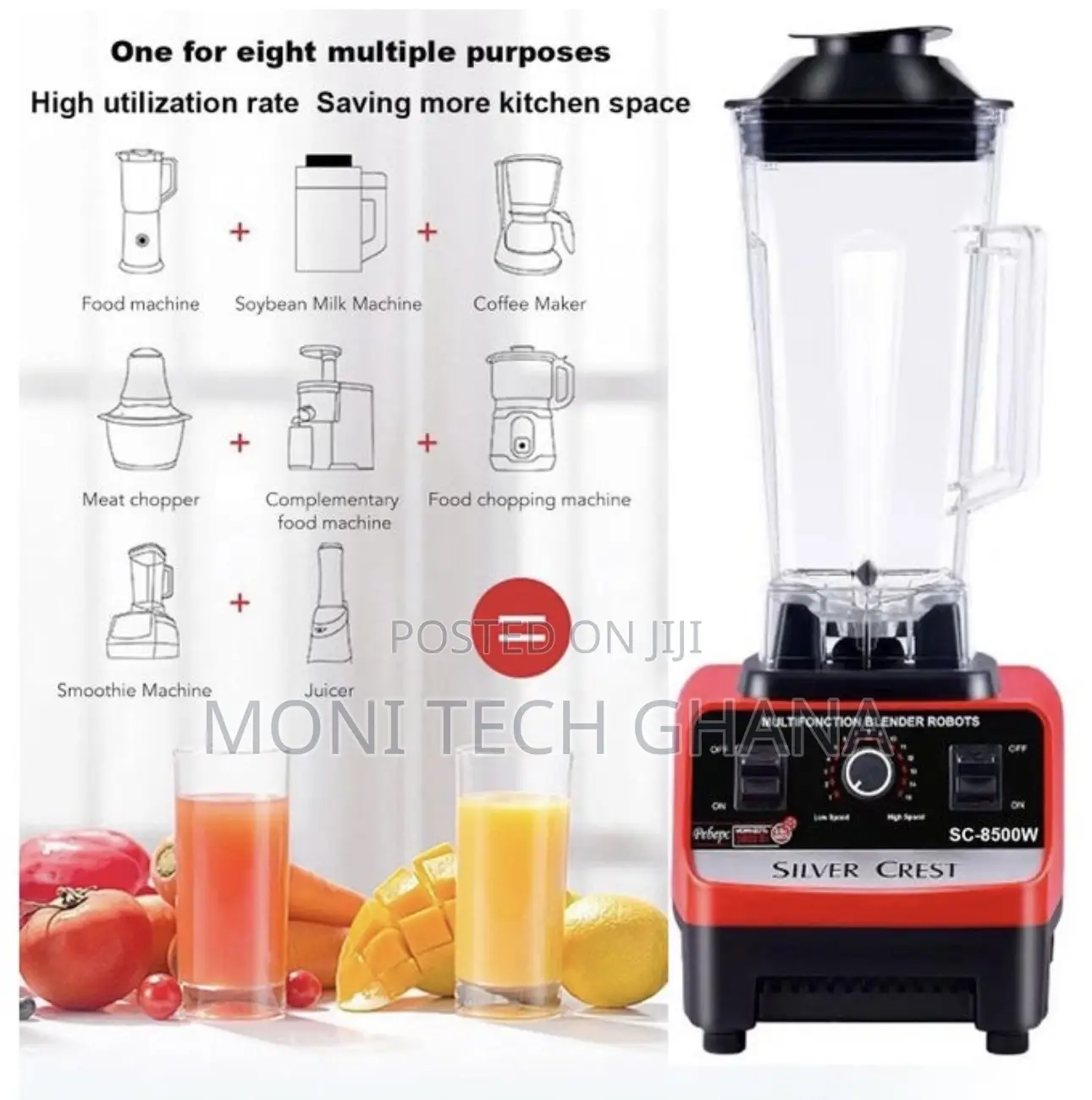 SILVER CREST 2L Industrial 8500W Food Crusher/Blender 2 in 1