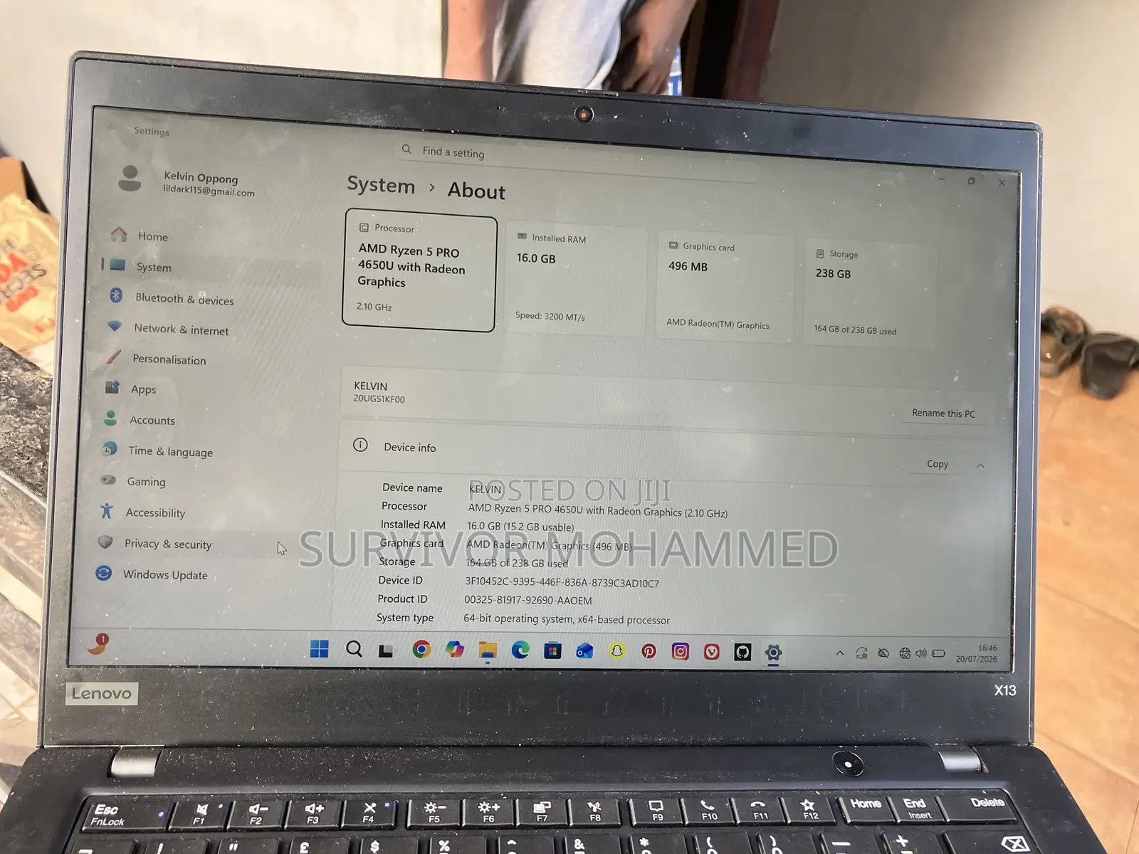 Laptop Lenovo ThinkPad T14 16GB AMD Ryzen 5 SSD 256GB