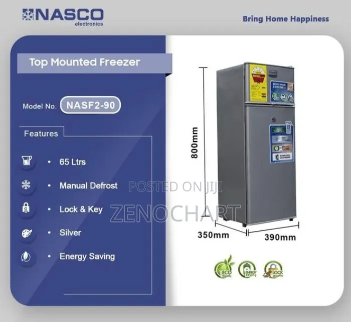 Nasco NSF2-90FL Double Door Table Top Fridge