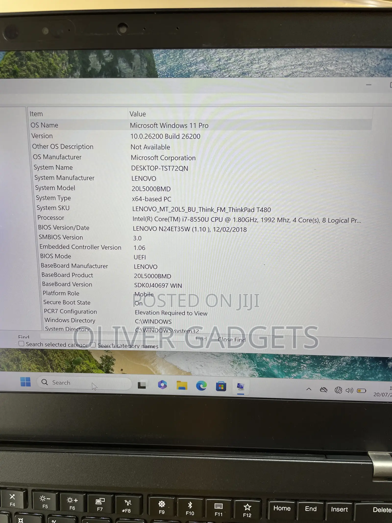 Laptop Lenovo ThinkPad T480 16GB Intel Core i7 SSD 512GB